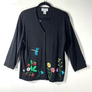 Vintage Lisa International Embellished Garden Cardigan Sweater
